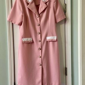 Chic Pink Button-Front Midi‎ Dress